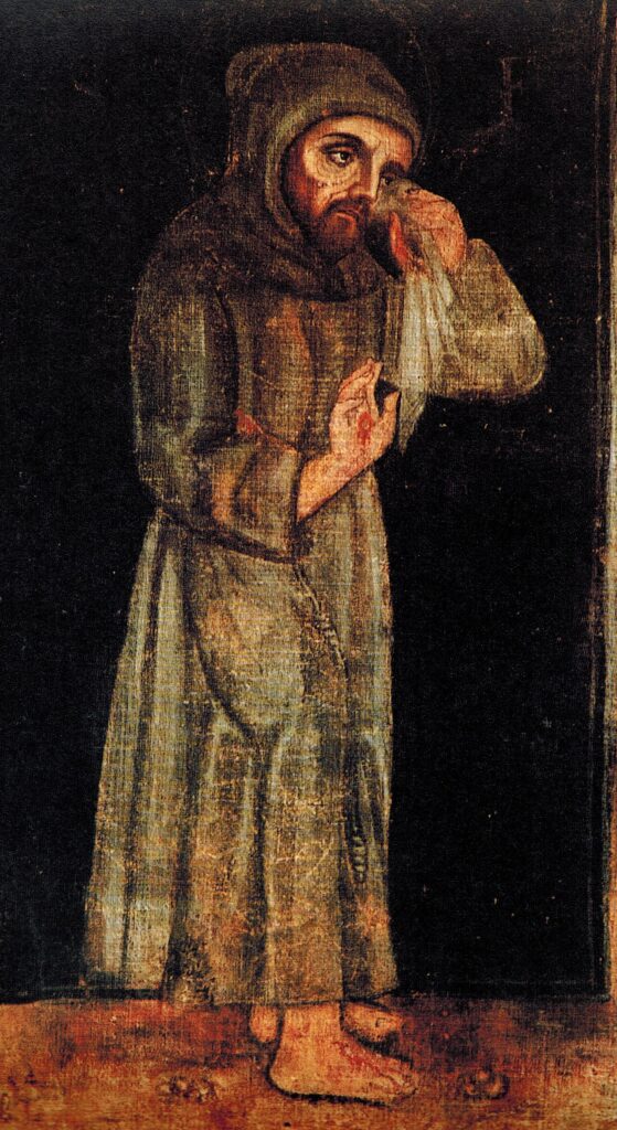 san francesco ritratto commissionato da frate Jacopa dei Settesoli Greccio